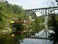 Ein Zug unterhalb der Brecksville-Northfield High Bridge, 1995