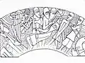 Tötung Olavs des heiligen. Die Krieger tragen verschiedene Helme. (1160)