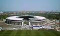 Blick vom Glockenturm auf das Olympiastadion während des Umbaus