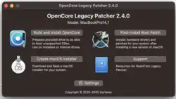 Hauptfenster von OpenCore Legacy Patcher