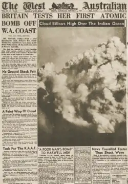 Zeitungsnachricht nach der Explosion in Western Australia