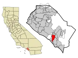 Lage in Kalifornien und im County