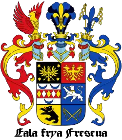 Wappen Ostfrieslands mit blauen und roten Helmdecken
