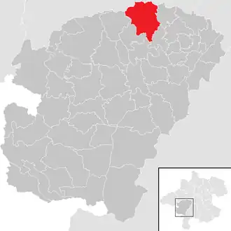 Lage der Gemeinde Ottnang am Hausruck im Bezirk Vöcklabruck (anklickbare Karte)