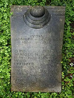 Otto Staiger-Hunziker (1894–1967) Glasmaler, Maler. Familiengrab auf dem Friedhof am Hörnli