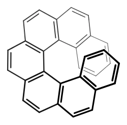 (P)-(+)-Heptahelicen weist Helizität im Uhrzeigersinn auf.