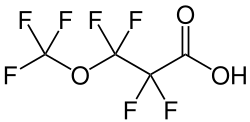 Strukturformel von Perfluormethoxypropansäure