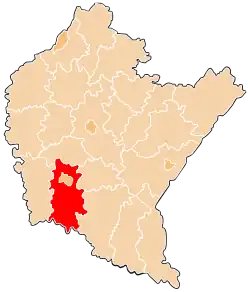 Karte des Powiat Krośnieński