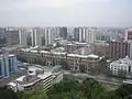Hauptgebäude der PUC vom Cerro Santa Lucía aus
