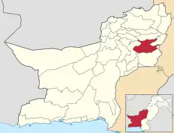 Karte von Pakistan, Position von Distrikt Kohlu hervorgehoben