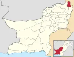 Karte von Pakistan, Position von Distrikt Sherani hervorgehoben