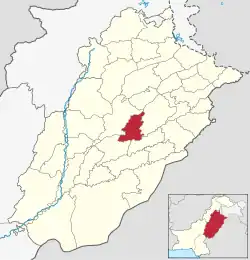 Karte von Pakistan, Position von Distrikt Toba Tek Singh hervorgehoben