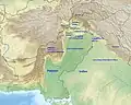 Beschriftete Reliefkarte Pakistans
