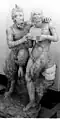Skulptur von Pan, wie er Daphnis die Panflöte unterrichtet; ca. 100 v.&nbsp;Chr., gefunden in Pompeii