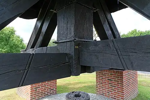 Der Bock ruht auf einem Fundament mit Ziegelsteinsockel