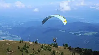 Paraglider beim Flug von der Gerlitzen.