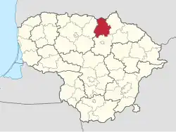 Lagekarte von Pasvalio rajono savivaldybė