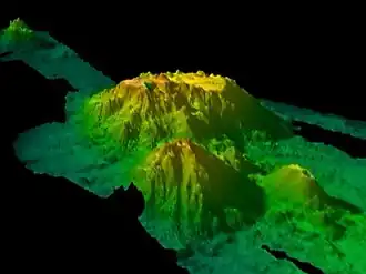 Dreidimensionale bathymetrische Karte von der Expedition 1999