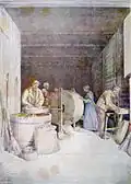 Röndlen (Korn reinigen), Illustration aus „Arbeit in der Heimat“