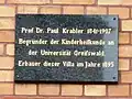 Gedächtnistafel an der Villa in der Gützkower Straße 92