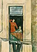 Paul Nicolaus: Römerinnen am Fenster, um 1935, Aquarell, 48 × 35 cm, Privatbesitz.