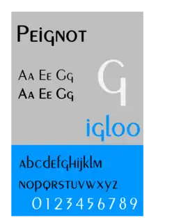 Schriftbeispiel für Peignot
