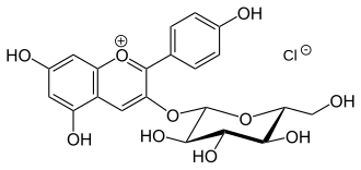 Strukturformel von Pelargonidin-3-O-glucosidchlorid