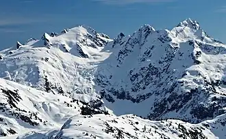 Pelion Mountain, Ossa Mountain und Mount Tantalus vom Coin Peak aus Nordwest betrachtet