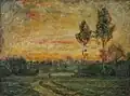 Coucher de soleil avec personnage solitaire, ca. 1885