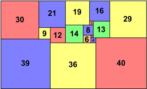 längliches perfektes Rechteck (17 Quadrate)