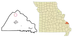 Lage im Perry County und in Missouri