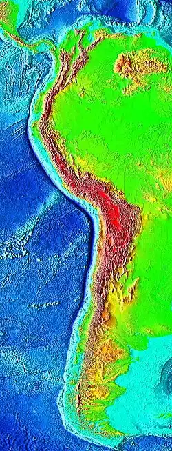 Verlauf des Atacamagrabens (Peru-Chile Trench)