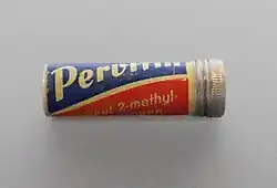 Dose Pervitin (Aufschrift: L-Phenyl-2-methylamino-propan)