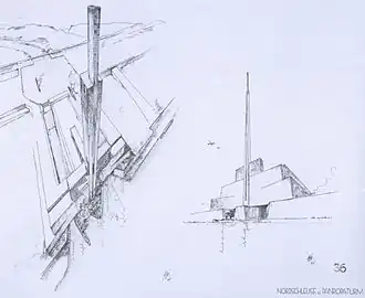 Entwurf für ein Hochhaus über der nie verwirklichten Gibraltardamm-Schleuse