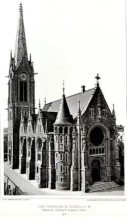 Peterskirche in Frankfurt am Main (1891–1894 nach Entwurf von Hans Grisebach und Georg Dinklage, Berlin) – Moderne Neubauten, 2.&nbsp;Jahrgang&nbsp;1895, Tafel&nbsp;85