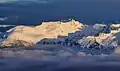 Sonnenuntergang im Winter am Phalanx Mountain vom Rainbow Mountain aus