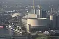 Hybridkühlturm Kraftwerk Moorburg (Schrägluftbild)