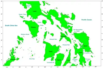 Die mittleren Philippinen mit der Guimaras-Straße im Süden
