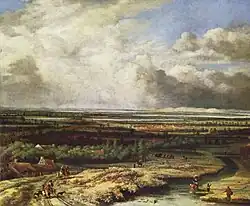 Flusslandschaft mit Jagdgesellschaft