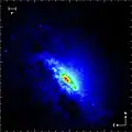 Infrarotaufnahme bei 2,2&nbsp;µm mithilfe des Very Large Telescope – das supermassive Schwarze Loch im Zentrum tritt hervor.