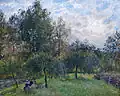 Pommiers et peupliers, Éragny, soleil couchant