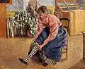 Femme tirant son bas