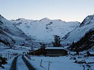Piz Grialetsch (links) und Scalettahorn (Mitte). Bild aufgenommen von Gadmen im Dischma.