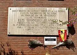 Gedenktafel für Carrero Blanco am Ort des Attentats