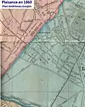 1860, Erweiterung im Süden vom Château du Maine bis zur Rue d’Alésia, im Süden ein unbebauter Raum