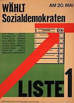 Plakat der SPD 1928 mit dem Hinweis auf „Liste 1“