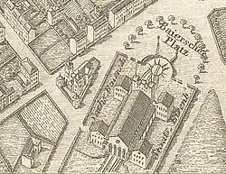 (1) Bereich Bayerischer Bahnhof auf einem Vogelschauplan Leipzig 1847