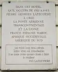 Tafel an Nr. 79bis zu Ehren des Luftfahrtpioniers Pierre-Georges Latécoère