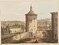 Die Burg bei Ligny, im Hintergrund Brey mit der Windmühle