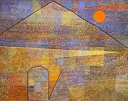 Ad Parnassum, 1932, Ölfarbe, Linien aufgestempelt, Punkte in Weiß aufgestempelt und nachträglich übermalt, auf Kaseinfarbe auf Leinwand auf Keilrahmen, Kunstmuseum Bern, Bern